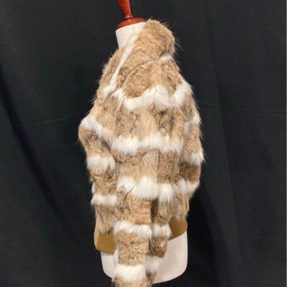 Authentic Two-Tone Rabbit Fur Jacket Size Small - image 3